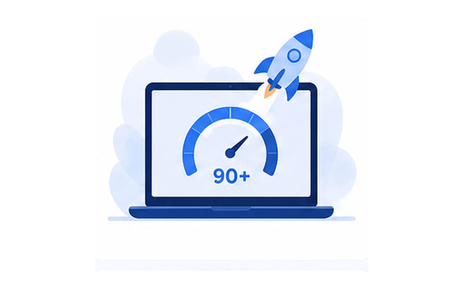 Ilustración de velocidad web con medidor y cohete