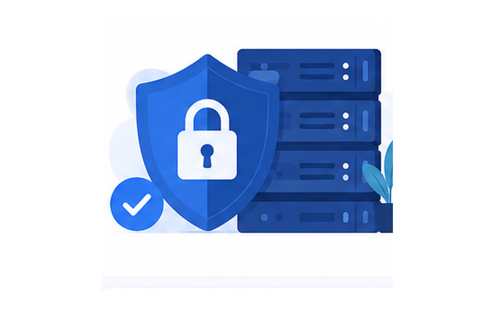 Ilustración de seguridad SSL con escudo y servidores