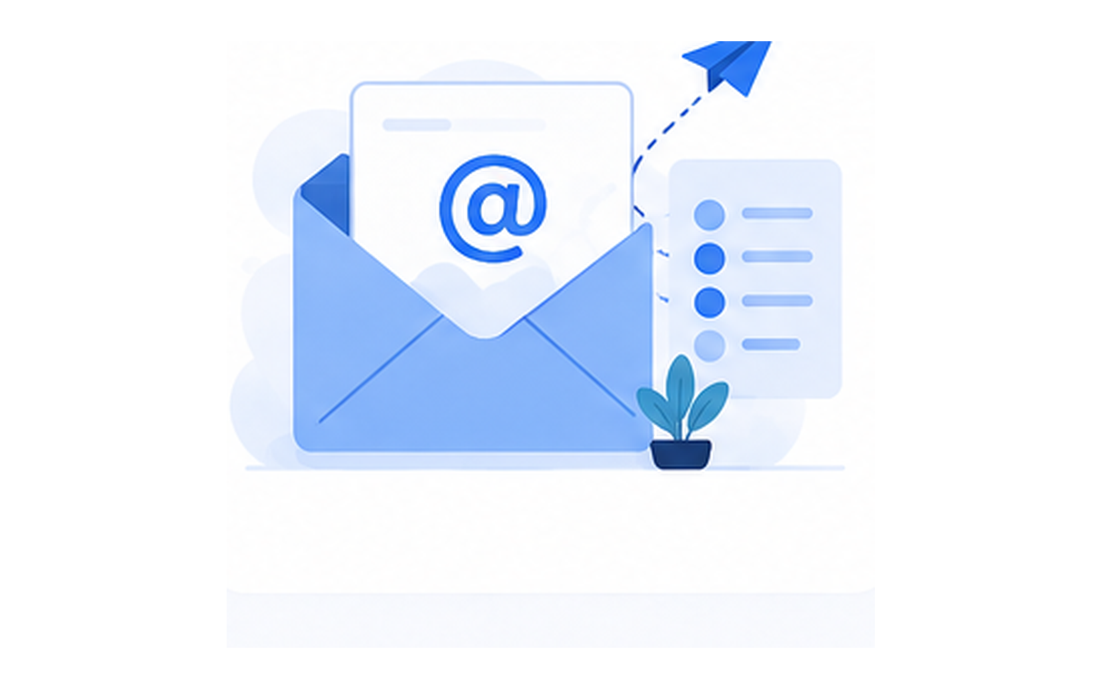 Ilustración de correo empresarial con sobre y arroba