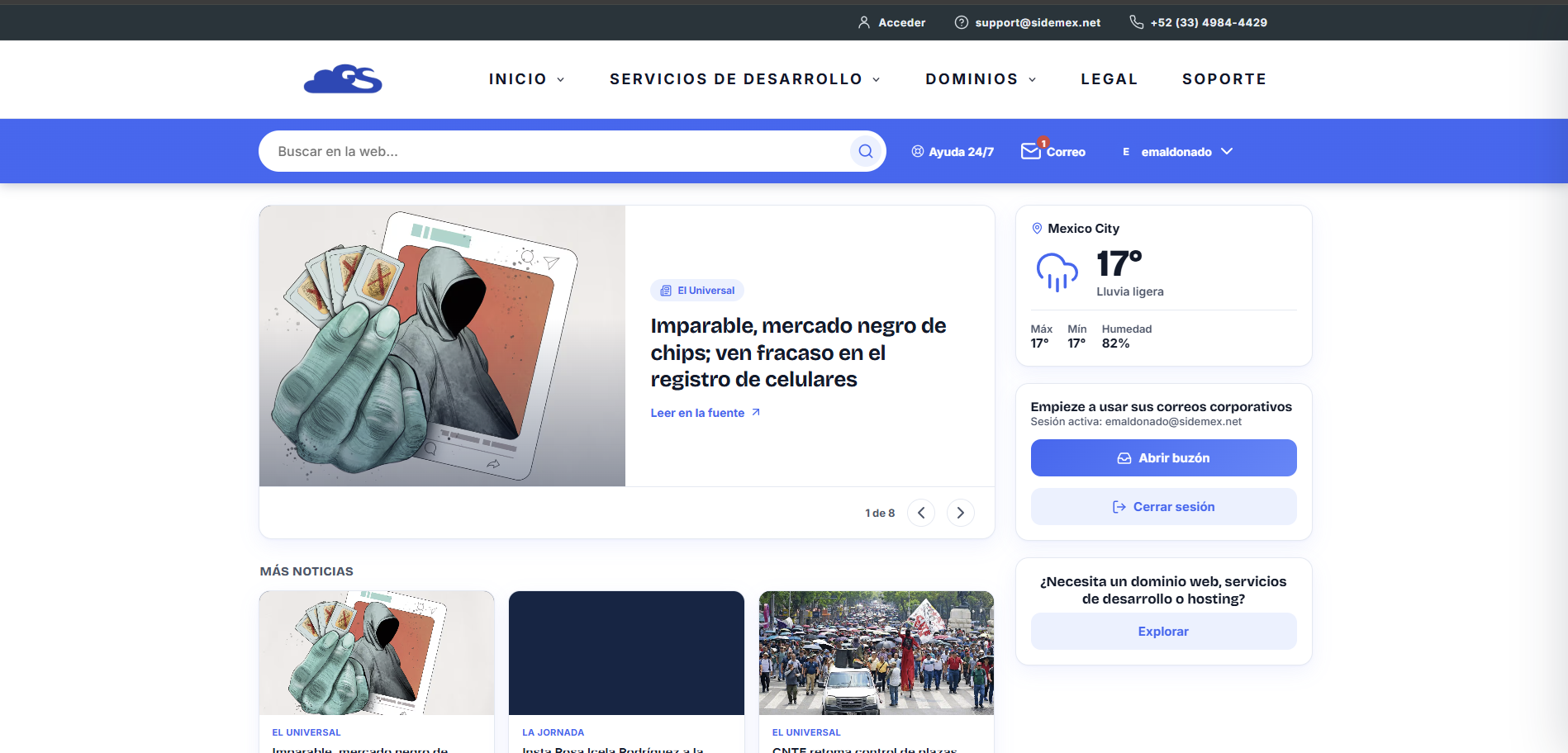 Correo empresarial incluido — Webmail profesional con tu dominio